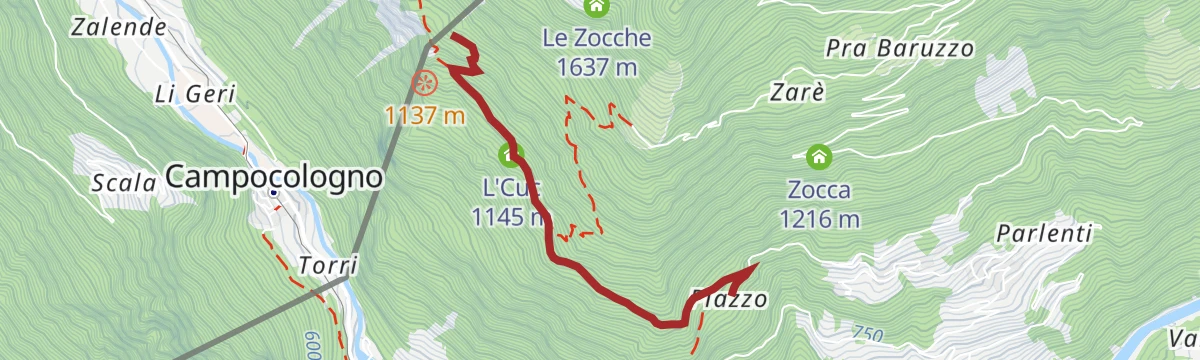 Route map: Localita' Piazzo (Baruffini) - Former Finance Barracks, Swiss border with Joëlette